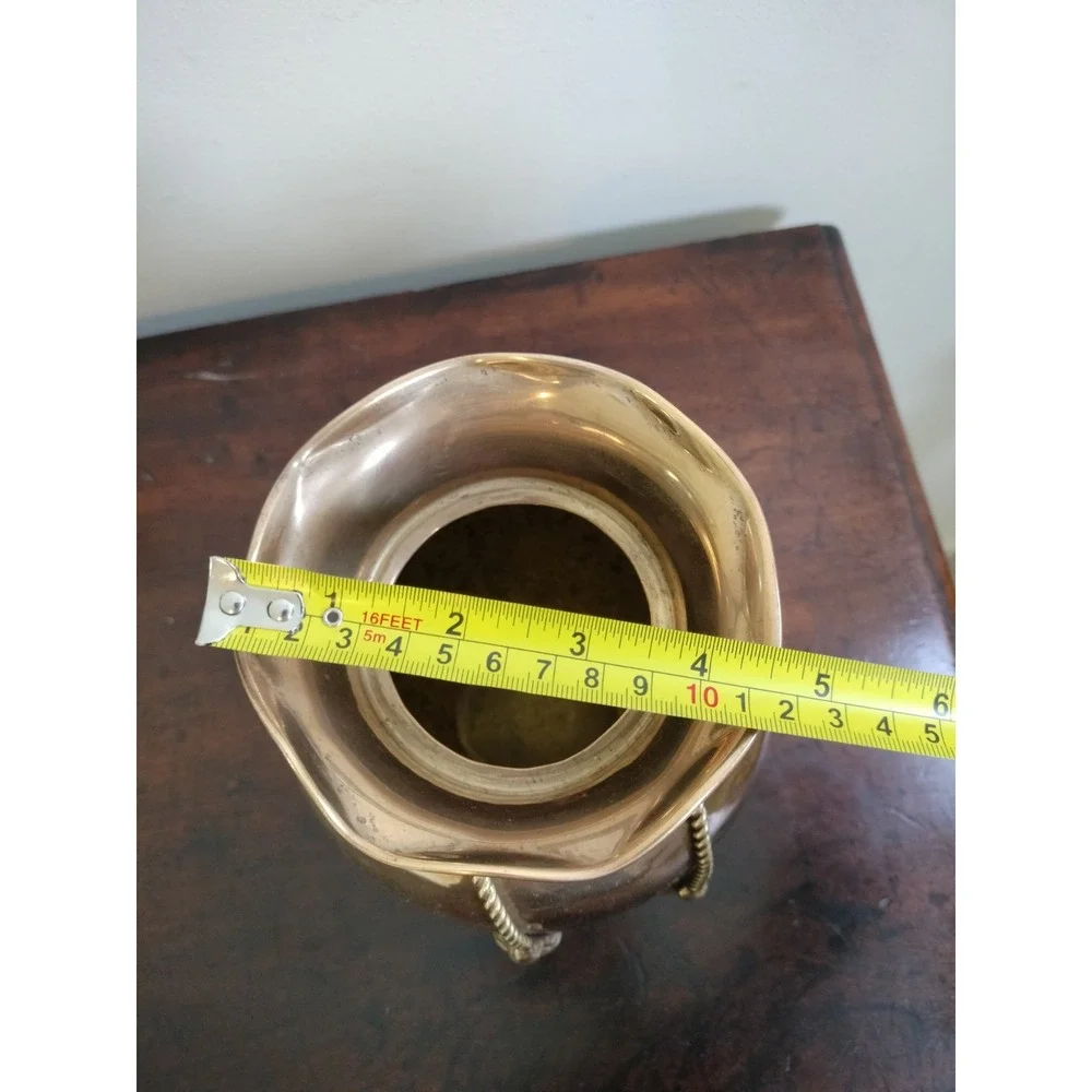 Vintage Hammered Brass Vase with Rope & Tassel Detail  Bohemian  MCM Decor